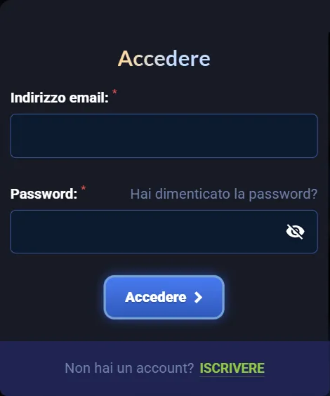 Écran de connexion pour un compte avec champs email et mot de passe