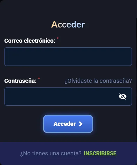 Écran de connexion avec champs pour email et mot de passe