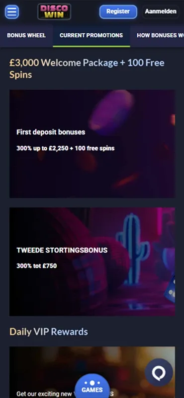 Disco Win Casino bonus de bienvenue : 300 % jusqu'à 2 250 € + 100 tours gratuits