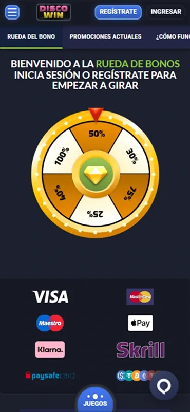 Roue de la chance Disco Win avec des multiplicateurs de bonus