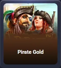 Image de pirates avec un homme et une femme, texte "Pirate Gold