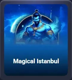 Génie bleu mystique dans un ciel étoilé, texte "Magical Istanbul