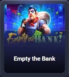 Voleur masqué avec un sac d'argent et le jeu de machine à sous Empty the Bank !