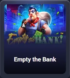 Voleur masqué avec un sac d'argent devant un gratte-ciel, jeu "Empty the Bank